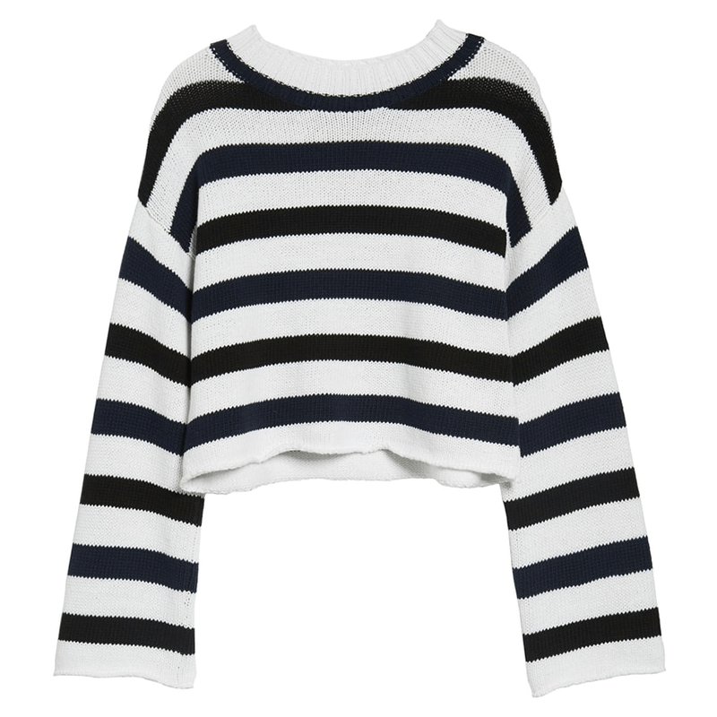 black and white striped cropped jumper