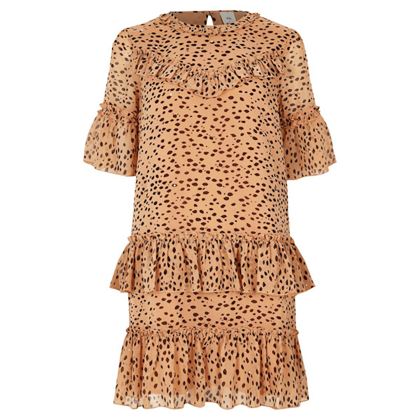 River island beige leopard print sequin swing dress