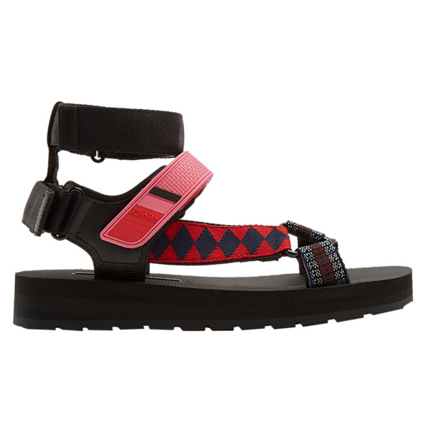 Prada Linea Printed Velcro Strap Sandals Story Rain