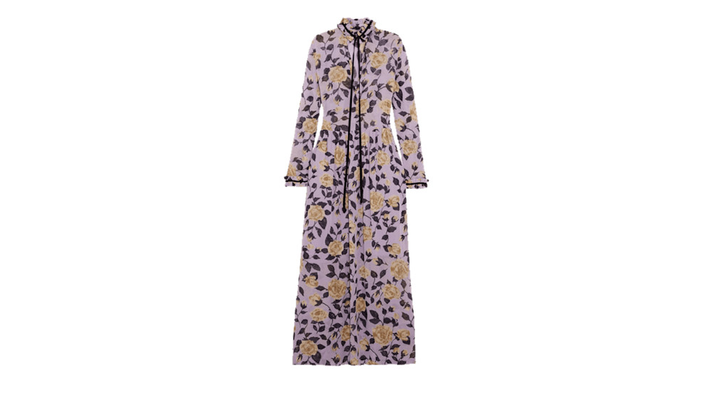 ganni printed georgette maxi dress Ganni Black Printed Georgette Maxi Dress