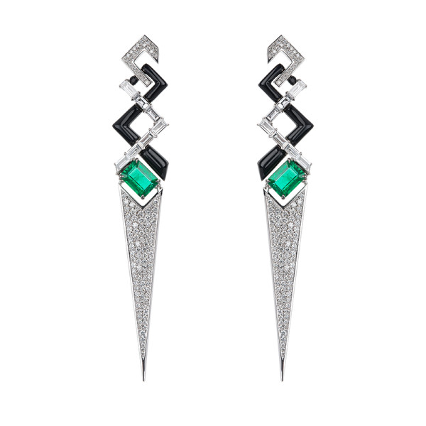 Nikos koulis v collection emerald drop earrings