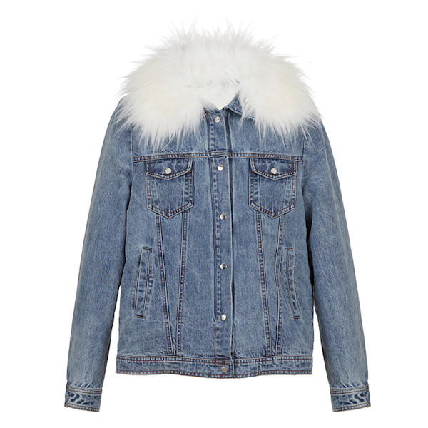 Fur trim denim jacket clearance