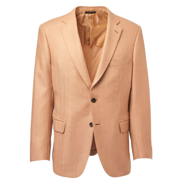 Brioni Men s Camel Herringbone Two Button Jacket Story Rain
