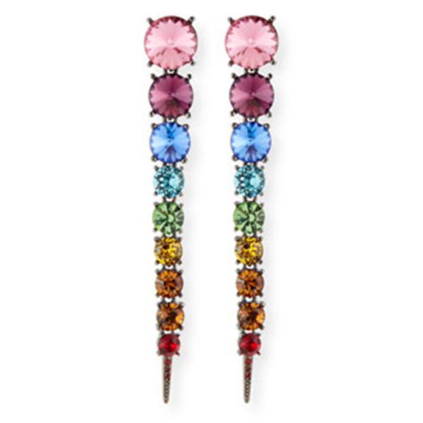 Oscar de la renta swarovski crystal cascade rainbow tendril earrings