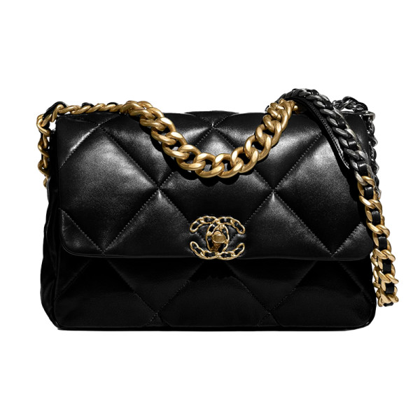 Chanel 19 Flap Bag Lambskin Large Black in Lambskin with Ruthenium-Finish  Metal - US
