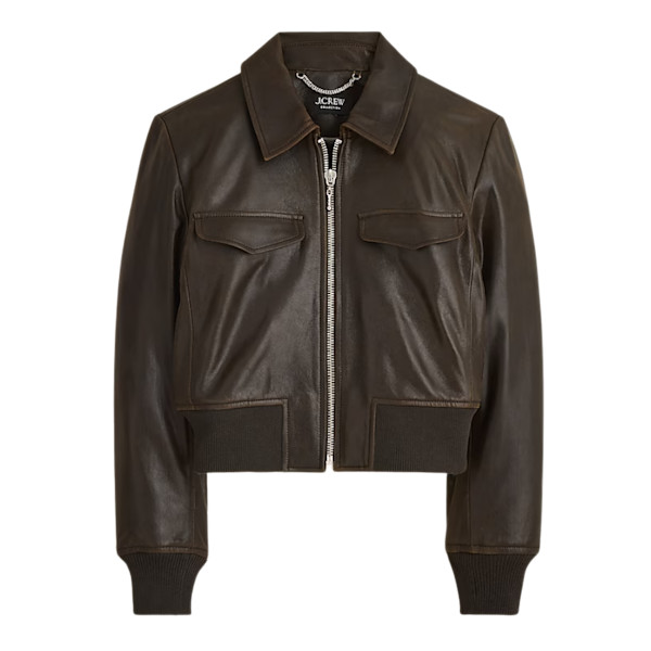 J. Crew Collection Cropped Flight Jacket in Midnight Espresso J. Crew Collection Cropped Flight Jacket in Midnight Espresso
