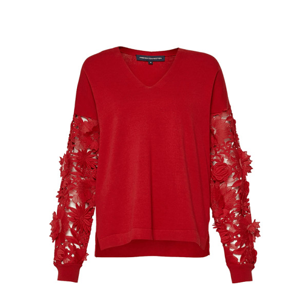 French connection manzoni lace sleeved jumper 