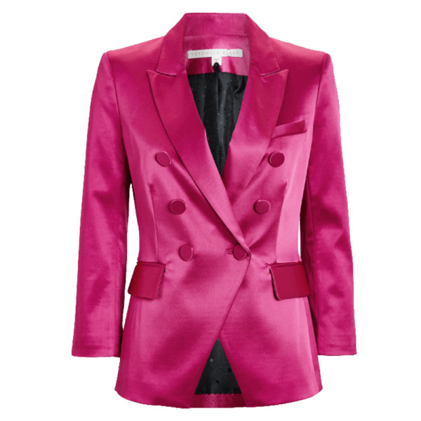 Veronica Beard Empire Satin Dickey Blazer Story Rain