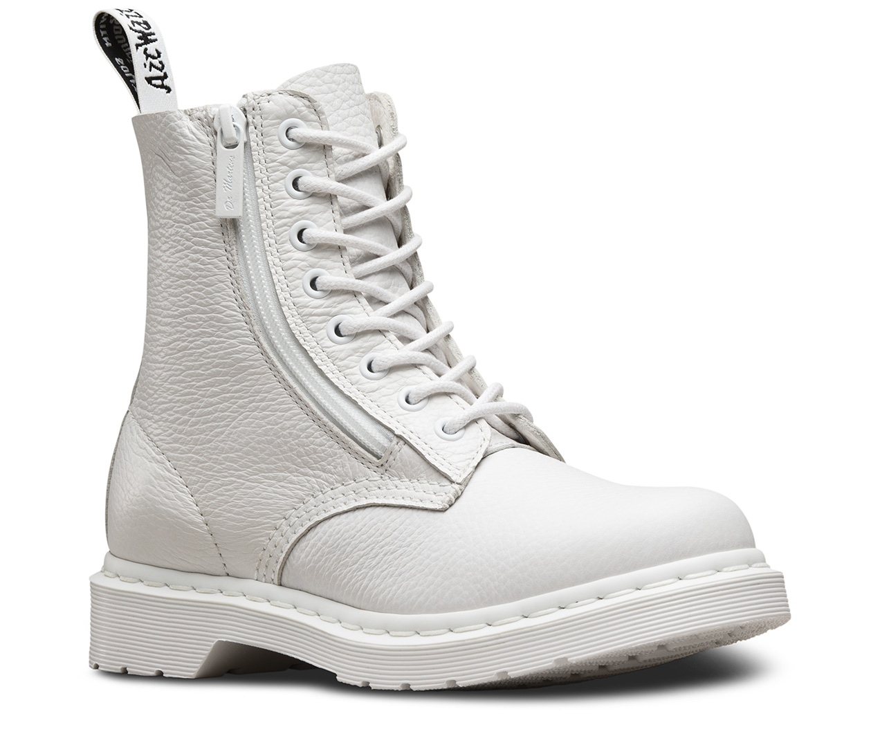 White doc martens with zipper sale