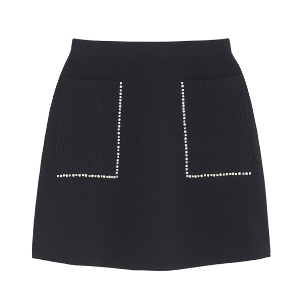 Sandro short knit skirt with patch pockets