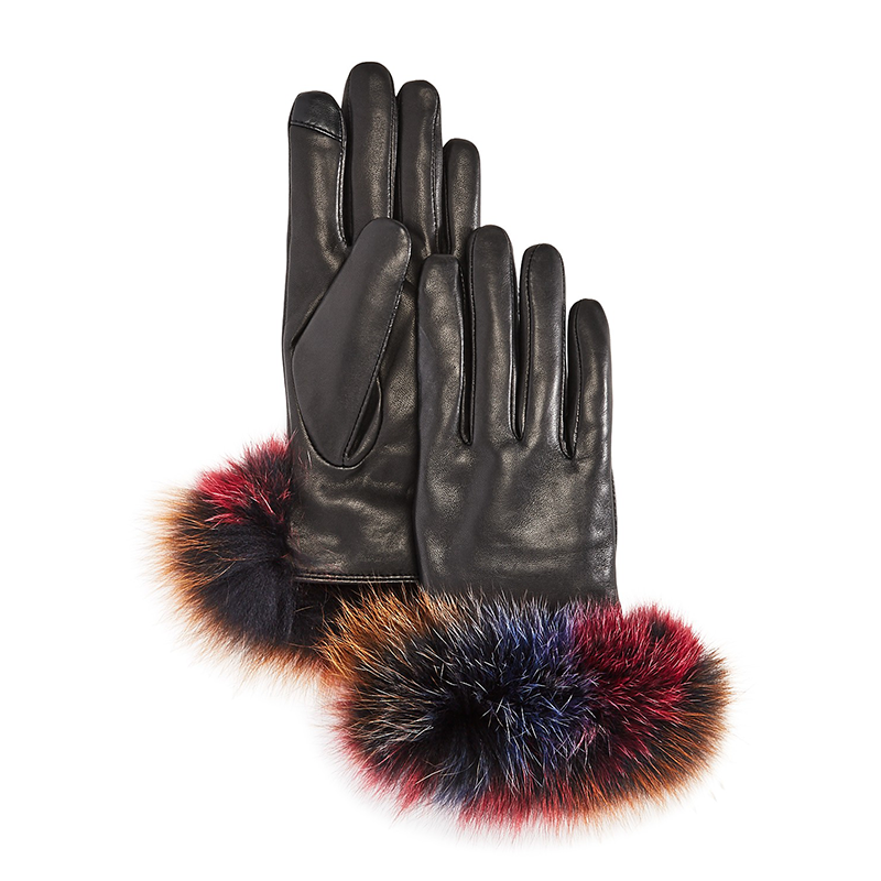 fox fur trimmed gloves