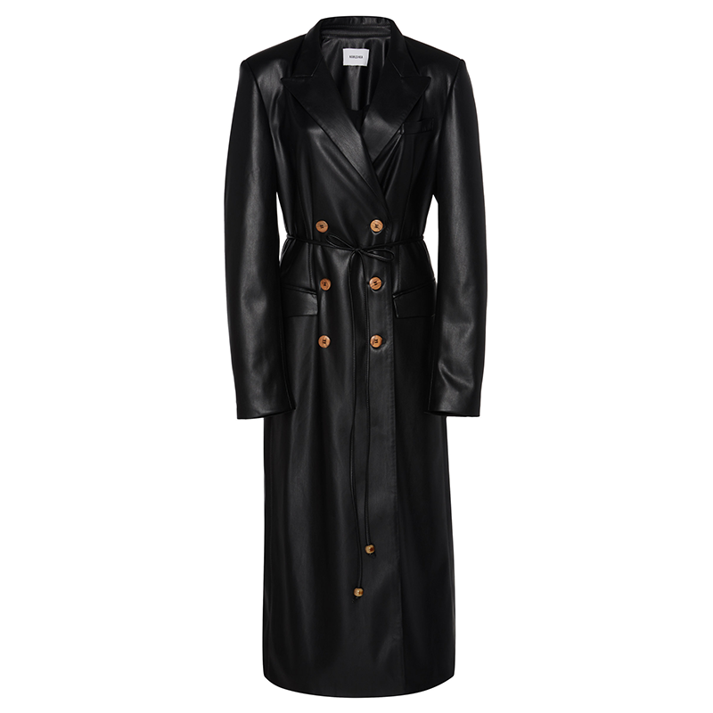 ankle length leather trench coat