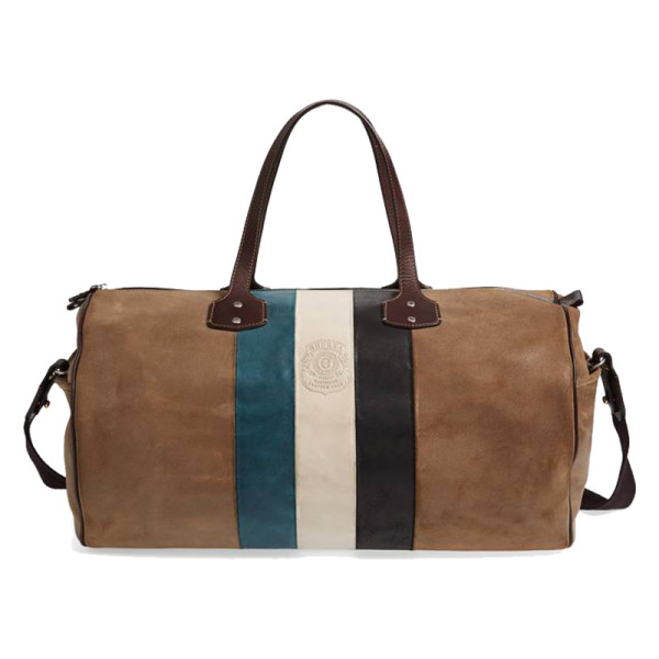 Ghurka grove stripe leather duffel bag