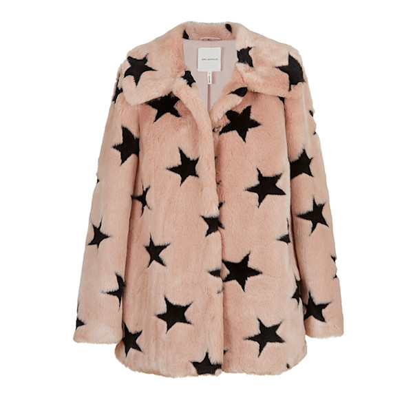 Avec les filles windowpane faux fur coat online