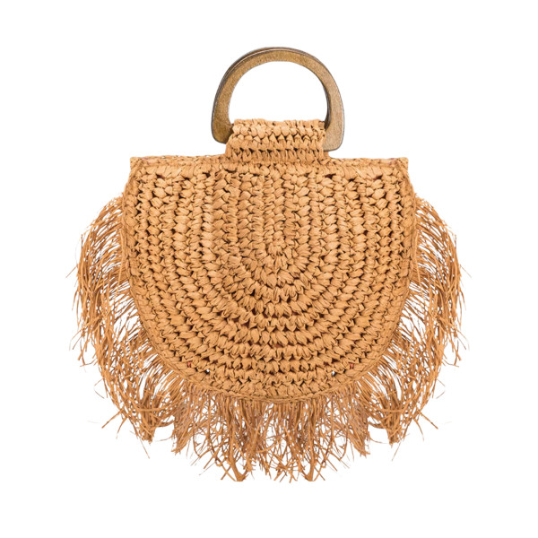 Straw top handle bag