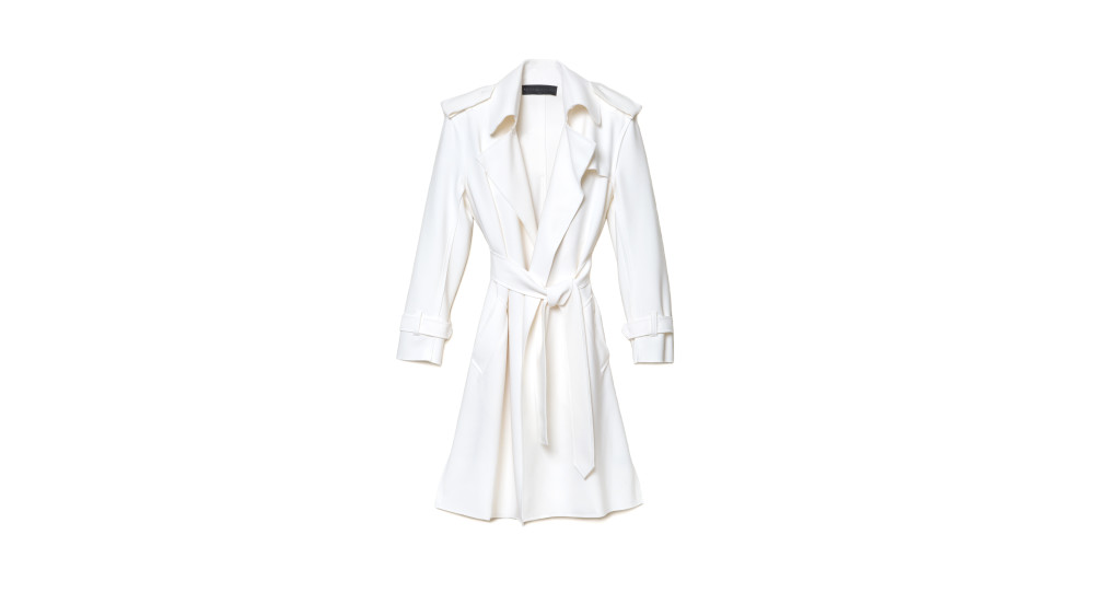 Norma Kamali - Ivory Bonded Double Breasted Trench | Story + Rain