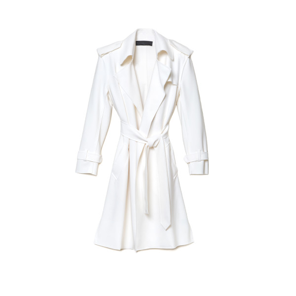 Norma Kamali - Ivory Bonded Double Breasted Trench | Story + Rain