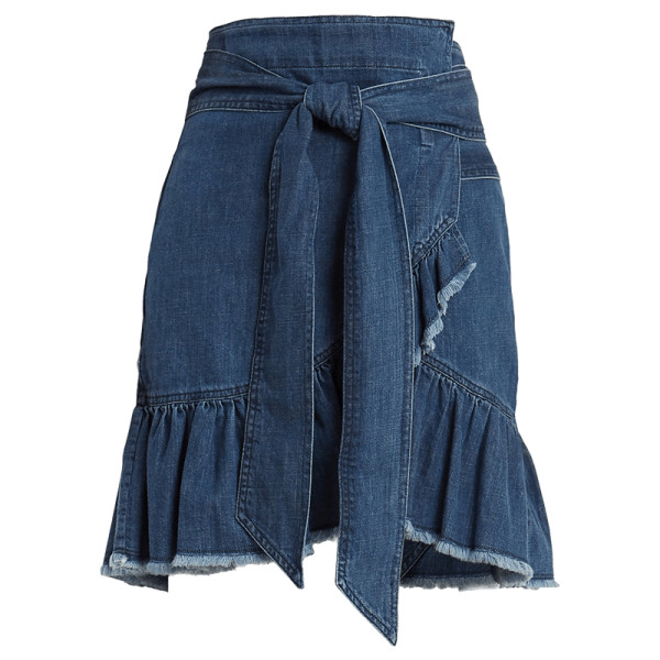 Isabel Marant - Lindy Asymmetric Cotton-Denim Wrap Skirt | Story