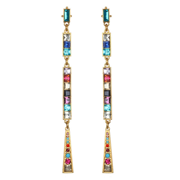 Sequin rainbow mosaic drop earrings