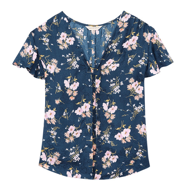 Rebecca taylor emilia print silk jacquard top