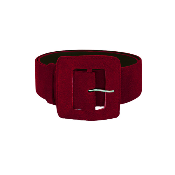 Wolf badger suede square buckle belt in wine
