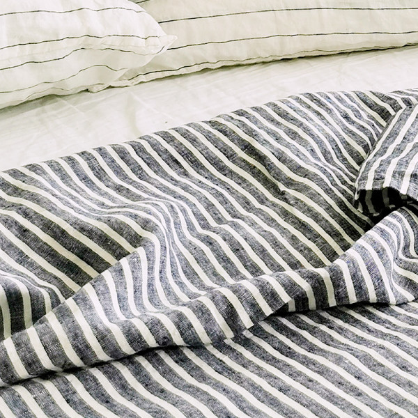 Piglet in Bed Midnight Stripe Linen Night Dress