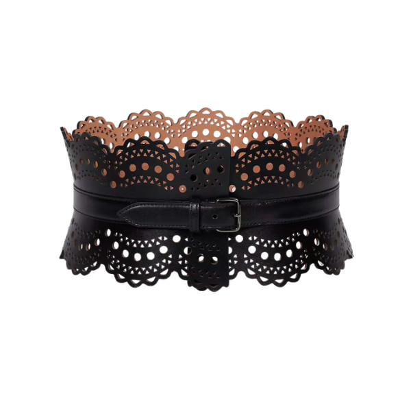 Alai a scalloped leather corset belt