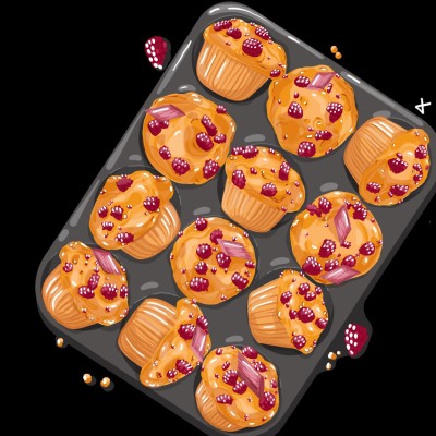 Mina Stone's Jumbo Muffins With Raspberries + Rhubarb