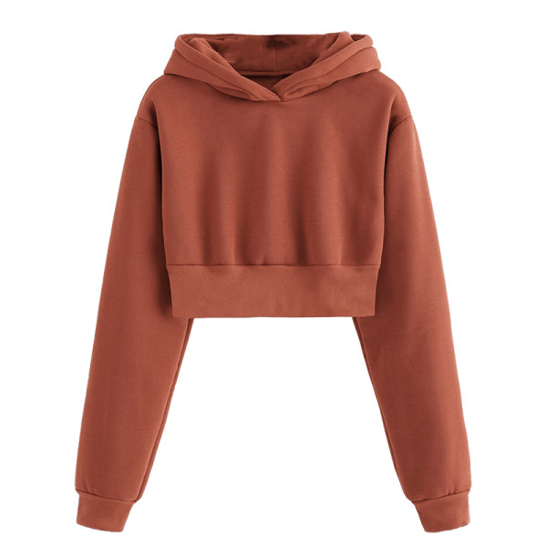 Romwe Hooded Crop Sweatshirt Story Rain