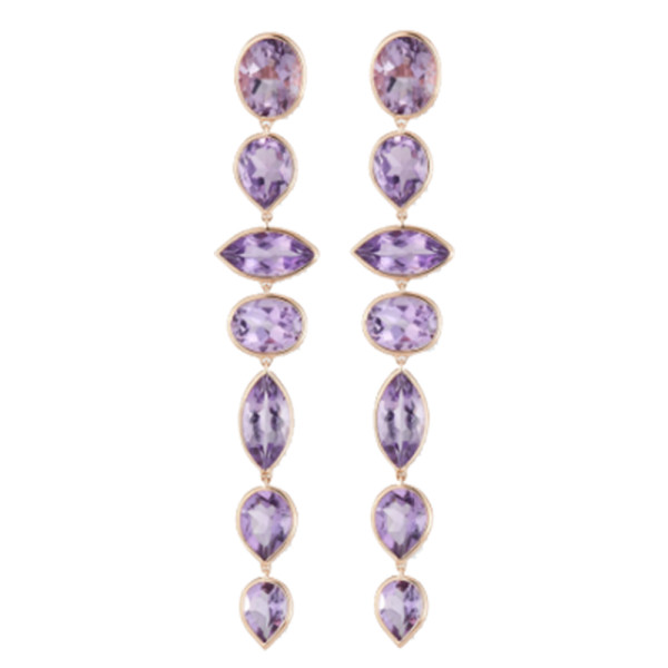 Etho maria mixed cut amethyst drop earrings in 18k rose gold