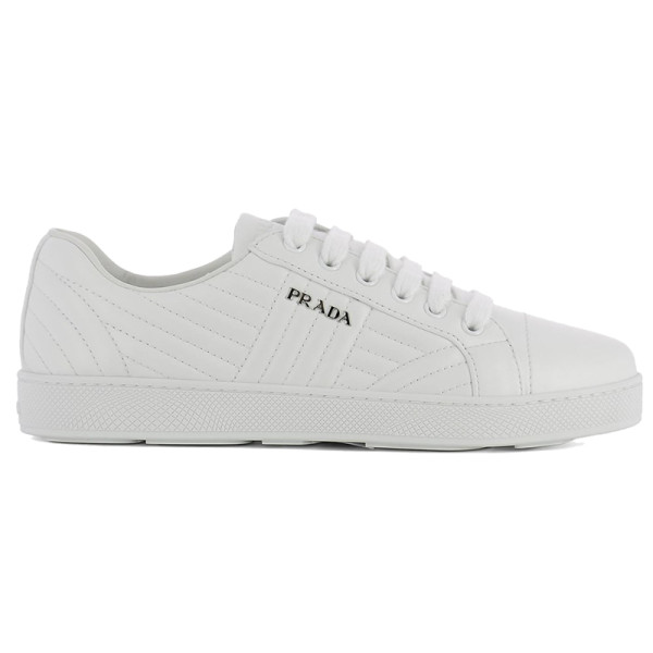 Prada stitched leather low top sneaker
