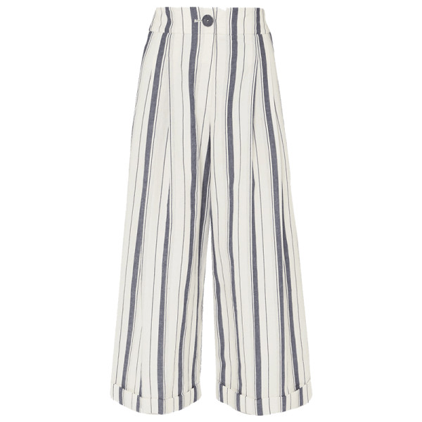 Rejina pyo dylan cropped striped wide leg cotton chambray pants