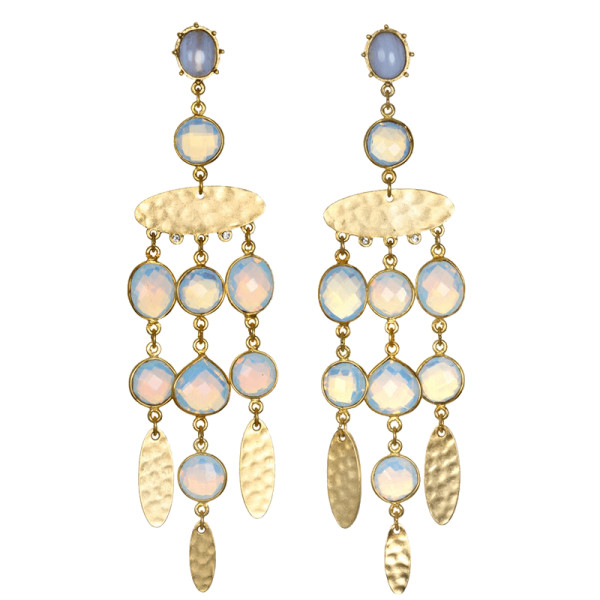 Sequin opal gypset chandelier earrings