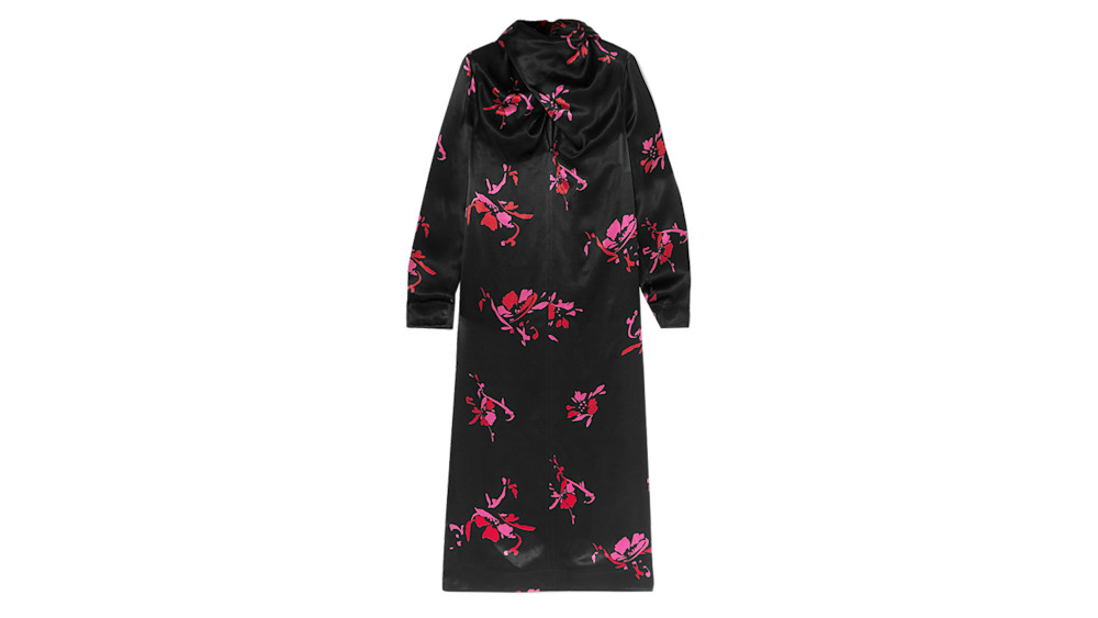 ganni floral satin dress GANNI Lace-trim maxi Dress