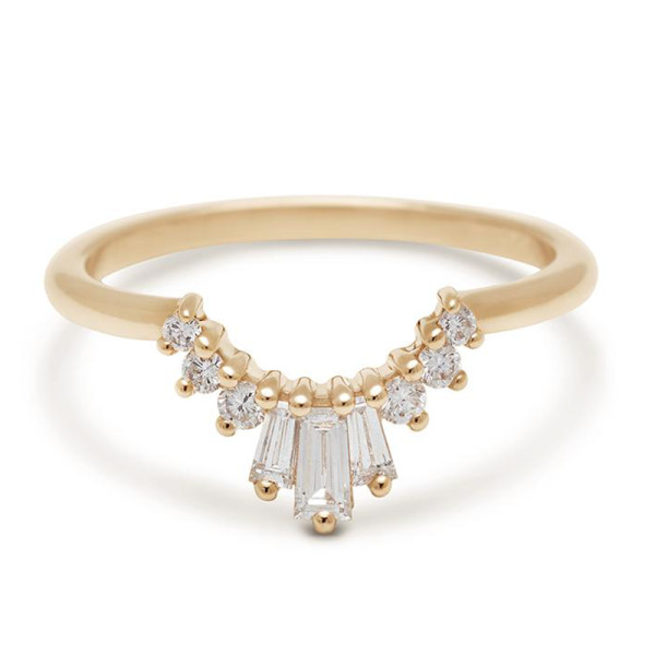 Anna sheffield tripple baguette diamond tiara ring in yellow gold