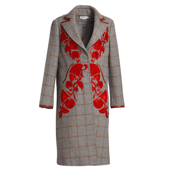 Tanya taylor embroidered plaid trench coat