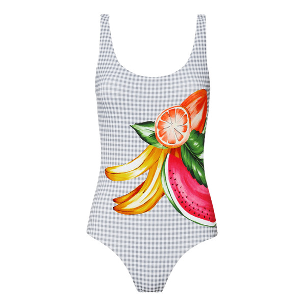Onia kelly fruit gingham one piece swimsuit