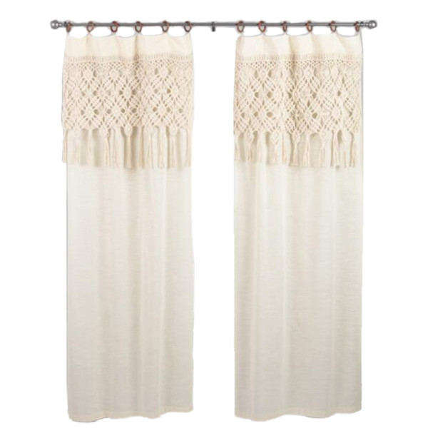 World market macrame curtains with removable wood rings set of 2