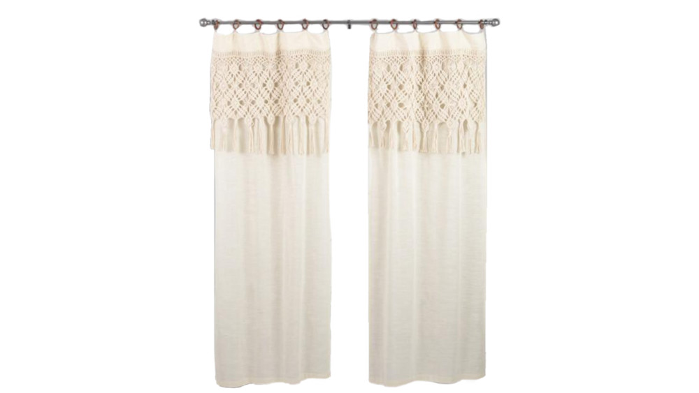 Macrame Curtains With Removable Wood, Wood Shower Curtain Rings