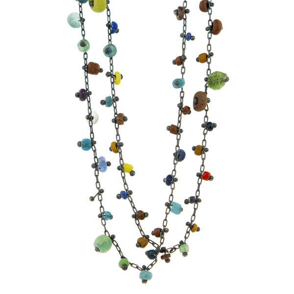 Ten thousand things unique multi colored ancient beaded necklace