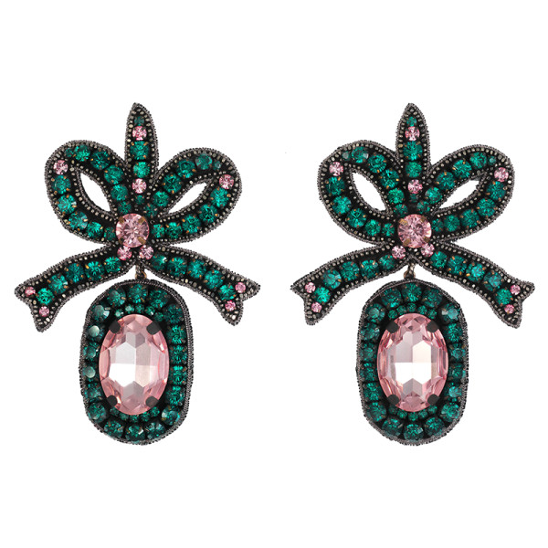 Gucci crystal embroidered bow earrings