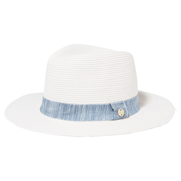 Melissa odabash chambray trimmed woven paper fedora