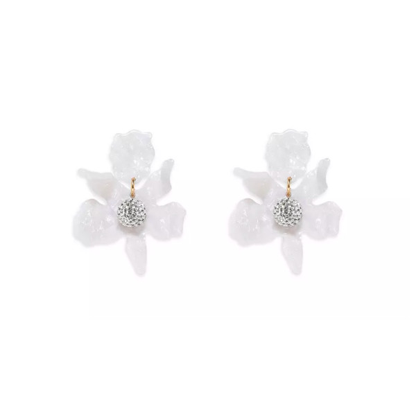 Lele sadoughi pave   small white lily drop earrings in 14k gold plate