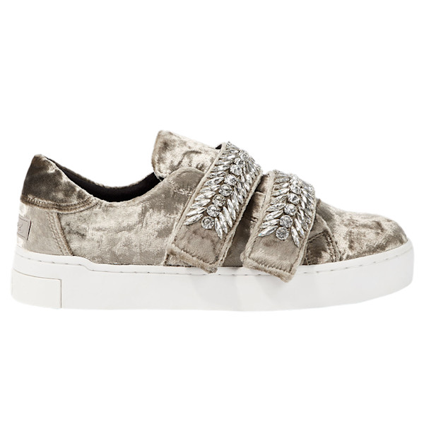 ★SUECOMMA BONNIE★ Unique sneakers(silver)_DG4DS25048SVX Suecomma Bonnie - Crystal-Embellished Silver Velvet Low-Top
