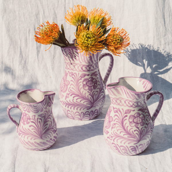 Pomelo casa lila small pitcher with hand painted designs