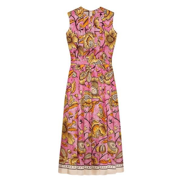Gucci sleeveless watercolor floral silk midi dress