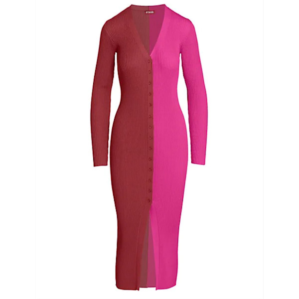 Staud - Shoko Colorblock Sweater Dress in Fuschia Bordeaux | Story + Rain Staud - Shoko Colorblock Sweater Dress in Fuschia Bordeaux | Story + Rain