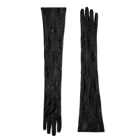 GG Embroidered Tulle Gloves in Black - Gucci