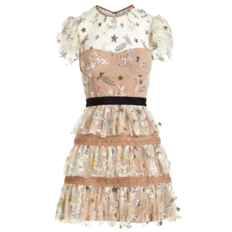 white star mesh dress