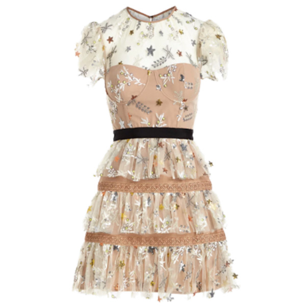Self portrait star mesh tiered dress best sale